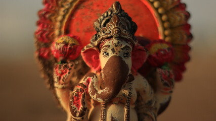 Shallow depth of field image of Hindu god idol.