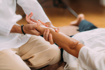Obraz na płótnie Canvas Heart Meridian Shiatsu Massage.
