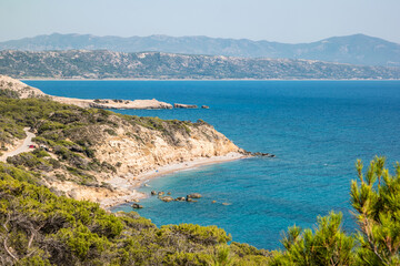 Amazing landscape near Monolithos castle in sunny day on Rhodes island, Greece