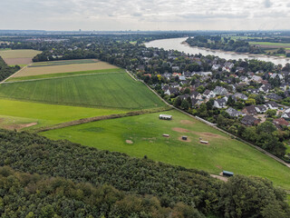 Fototapeta na wymiar aerial view of the countryside with river Rhine
