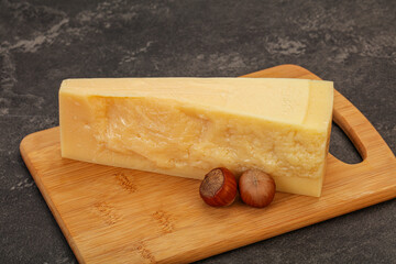 Tasty parmesan cheese with hazel nut