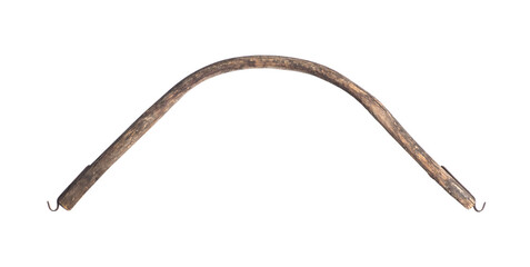 ancient wooden yoke isolated on white background