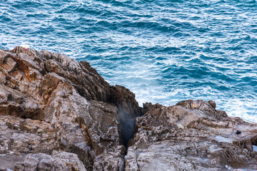 View of a cliff along the coast.