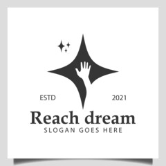 reach dream logo with hand stars icon design for reaching stars, children, success symbol, dreamer logo