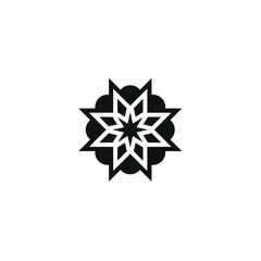 Ornamental Illustration, Initials Logo Design Letter M, CBD Cannabis Cannabis Star Flower Vector Template, with Luxurious Style