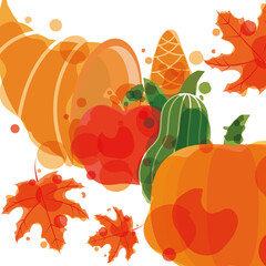 cornucopia fruits and pumpkin