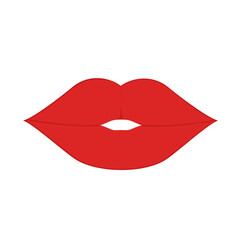 Lips, red flat icon. Isolated on white background vector illustration.