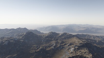 Fototapeta premium realistic surface of an alien planet, view from the surface of an exo-planet 3d illustration