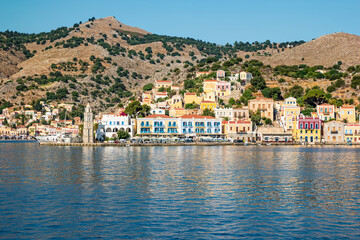The picturesque island of Simi near Rhodes, part of the Dodecanese island chain, Greece