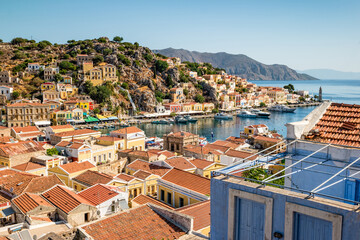 The picturesque island of Simi near Rhodes, part of the Dodecanese island chain, Greece