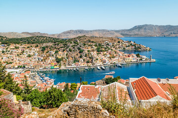 The picturesque island of Simi near Rhodes, part of the Dodecanese island chain, Greece