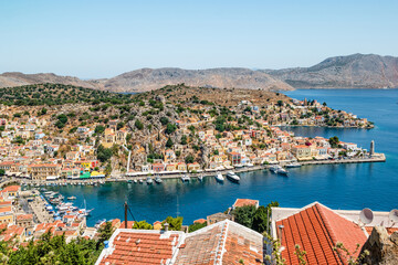 The picturesque island of Simi near Rhodes, part of the Dodecanese island chain, Greece