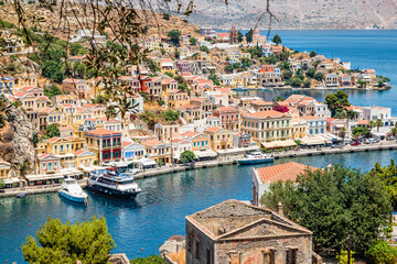 The picturesque island of Simi near Rhodes, part of the Dodecanese island chain, Greece