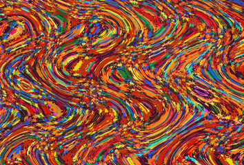 毛糸のようなカラフルで不規則な曲線模様
