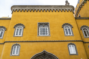 Architectural fragment of Pena Palace - Romanticist palace in Sao Pedro de Penaferrim. Sintra,...