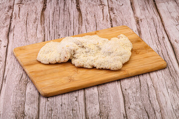 Raw meat schnitzel for roast