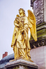 Golden Angel statue in front of the cathedral in Zagreb, Croatia