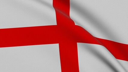 Flag of England. Close-up of a flag flying in the wind. 3D rendering 
