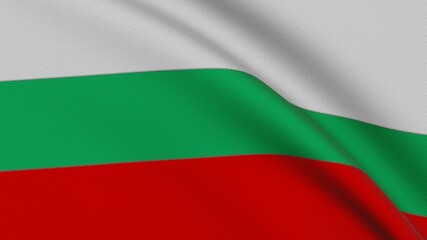 Flag of Bulgaria. Close-up of a flag flying in the wind. 3D rendering 