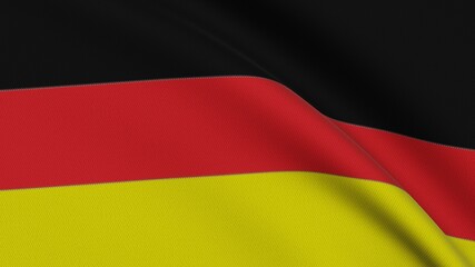 Flag of Germany. Close-up of a flag flying in the wind. 3D rendering 