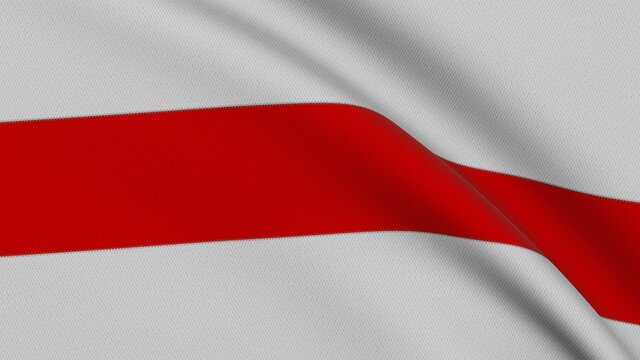 Flag of free Republic of Belarus. Close-up of a flag flying in the wind. 3D rendering 
