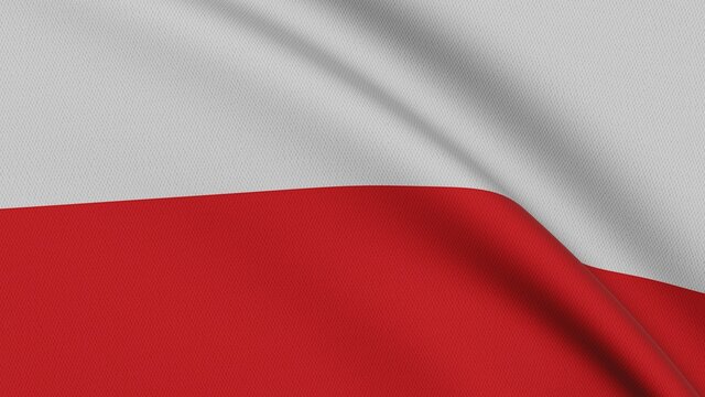 Close-up of the flag of Poland with white and red horizontal stripes