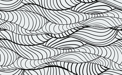 Hand drawn wavy lines. Abstract vector composition with optical illusions and volume.
Geometric seamless pattern for printing on fabrics and paper.
Coloring page