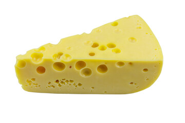 Piece of swiss cheese isolated on white background