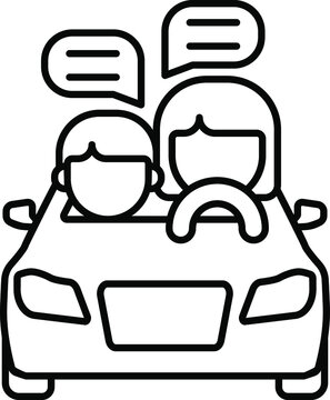 recommend clip art: line vector icon, car accident, conversation with passengers