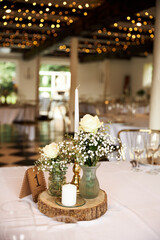 Place settings at an outdoor wedding reception