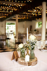 Place settings at an outdoor wedding reception