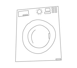 Washing machine icon. Washing machine drawn with a contour, household appliances, clothes dryer. Vector illustration