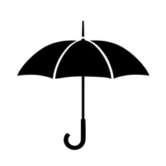 Umbrella, black flat icon . Isolated on white background vector illustration.
