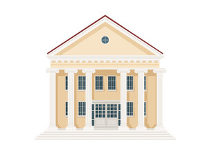 Beige color classic USA architecture government building with pillars and stairs vector illustration on white background