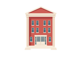 Red color classic USA architecture government building vector illustration on white background