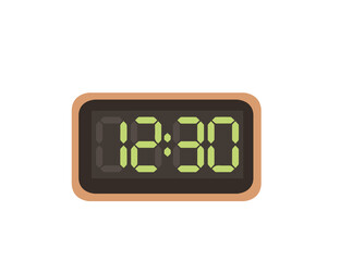 Modern alarm clock with digital display and green numbers vector illustration on white background