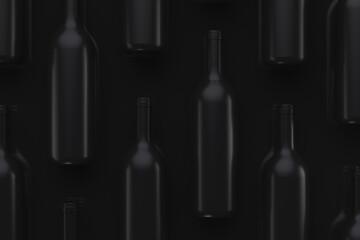 Alcohol theme background. Dark alcohol bottles on dark background