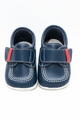 children's classic blue leather shoes. white background online product