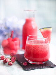 A fresh and organic watermelon juice, an ideal tropical fruit for summer refreshing, full with health benefit and a choice of hydrating