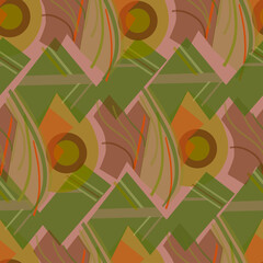 Modern seamless stylised colorful design with abstract geometric shapes