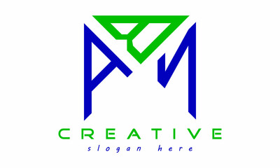 geometric monogram letters ABN logo design vector, business logo, icon shape logo, rectangle squire polygon letters modern unique minimalist creative logo design, vector template