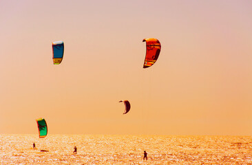 Kite-surfing golden hour