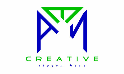 geometric monogram letters AEN logo design vector, business logo, icon shape logo, rectangle squire polygon letters modern unique minimalist creative logo design, vector template