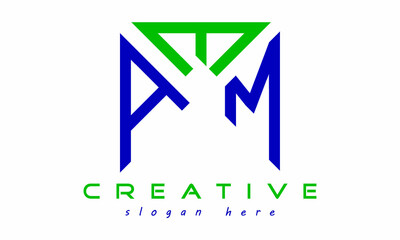 geometric monogram letters AEM logo design vector, business logo, icon shape logo, rectangle squire polygon letters modern unique minimalist creative logo design, vector template