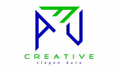 geometric monogram letters AFU logo design vector, business logo, icon shape logo, rectangle squire polygon letters modern unique minimalist creative logo design, vector template