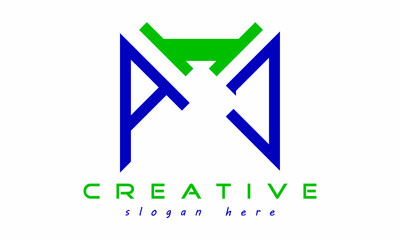 geometric monogram letters AIC logo design vector, business logo, icon shape logo, rectangle squire polygon letters modern unique minimalist creative logo design, vector template