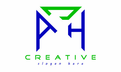 geometric monogram letters AJH logo design vector, business logo, icon shape logo, rectangle squire polygon letters modern unique minimalist creative logo design, vector template
