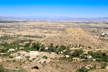 Panoramic view of Cabrera, Bedar and Almagrera mountains from Plaza Nueva viewpoint