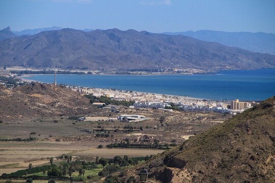Panoramic view of Cabrera, Bedar and Almagrera mountains from Plaza Nueva viewpoint