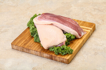Raw duck breast for cooking